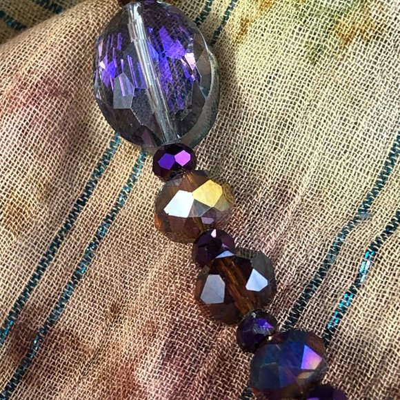 35 3/4" Magical Fairy Purple Faceted Crystal Glass Necklace $40 - Picture 5 of 9